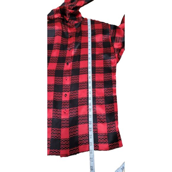 80/90s St. John Bow Neck Red Black Geometric Pattern Silk Work Retro Blouse Sz 6 - Picture 8 of 13